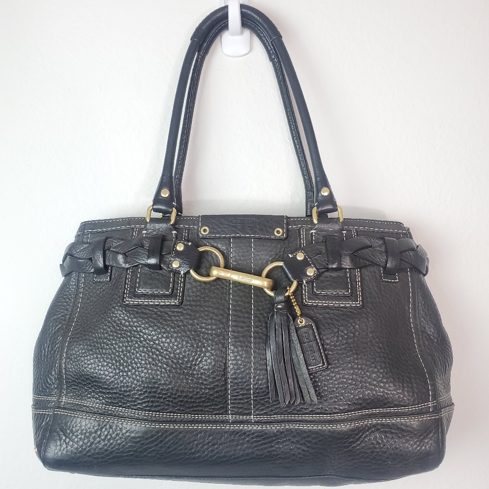 Coach Hamilton Black Pebbled Leather Large Bag